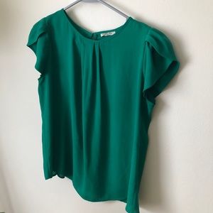 Emerald Green Pintuck  collar blouse